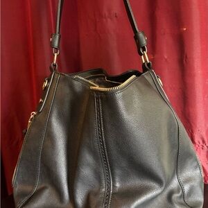 Black Faux Leather Women's Hobo Bag